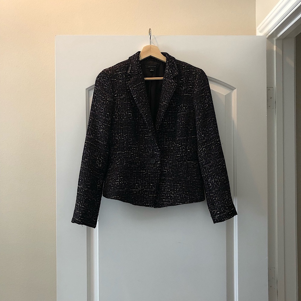 Ann Taylor purple tweed shirt blazer Sz 4